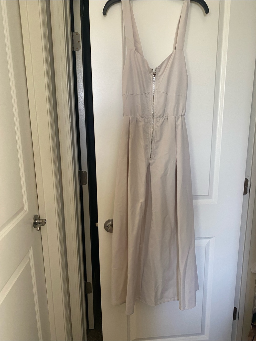 SHEIN Cream Sleeveless Zip-Front Maxi Dress